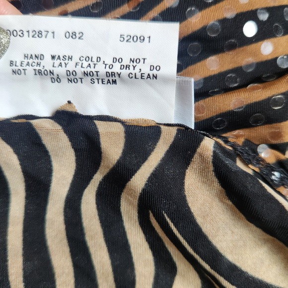 A. Byer Cami Top Going Out Party Sequin Animal Print Stretch Size L Y2K Vintage - Picture 6 of 8